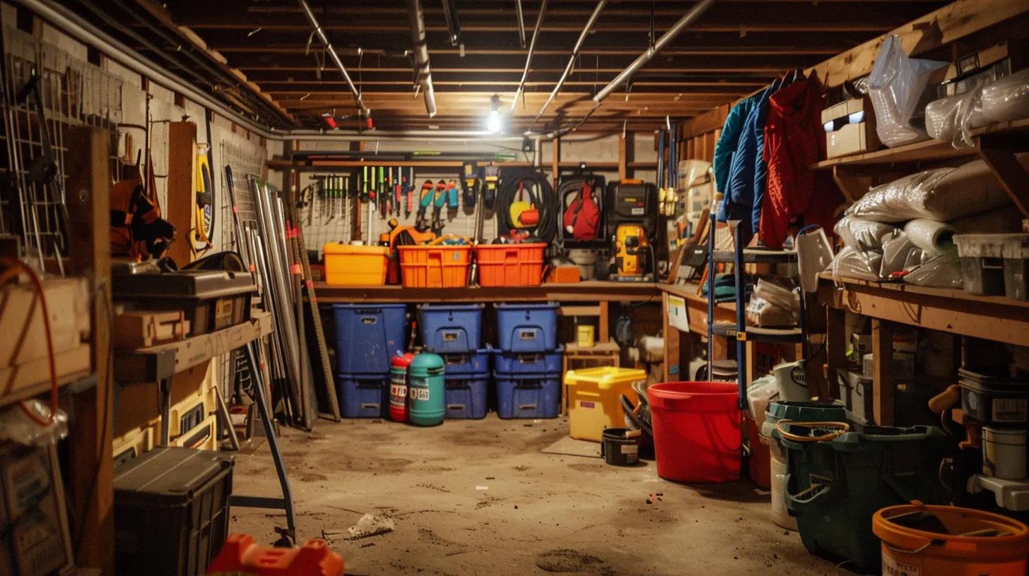 a meticulously organized basement setting showcases a team inspecting and documenting structural issues, with tools and waterproofing materials methodically arranged, highlighting the essential preparation for effective waterproofing projects.